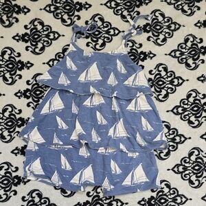 kate quinn Blue and White Sailboat Ruffle One-Piece